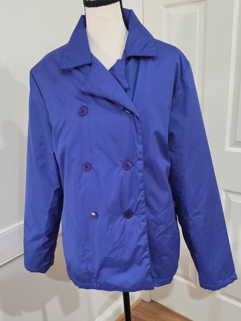 Kim Rogers Double-Breasted Indigo Blue Purple Padded Jacket M